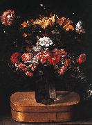Jacques Linard Bouquet on Wooden Box France oil painting artist